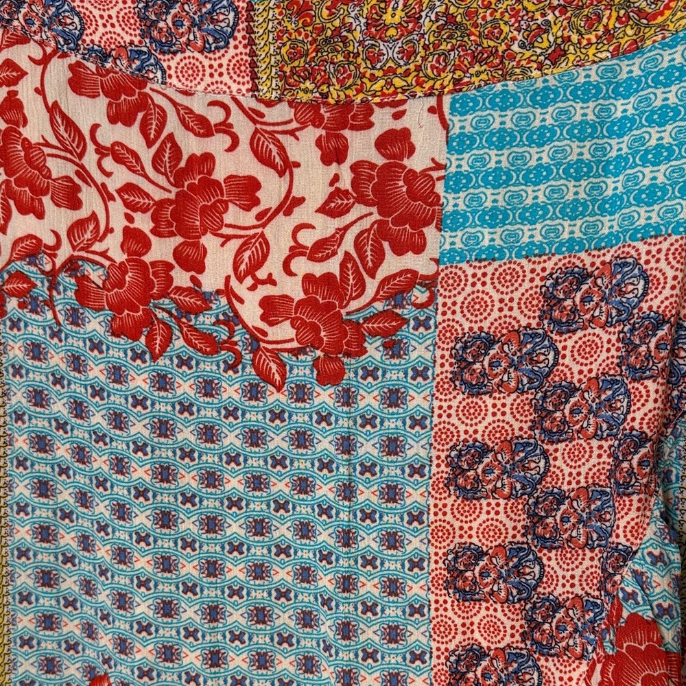 Kori Boho Patchwork Multi Color Ruffle Maxi Skirt - Picture 5 of 9